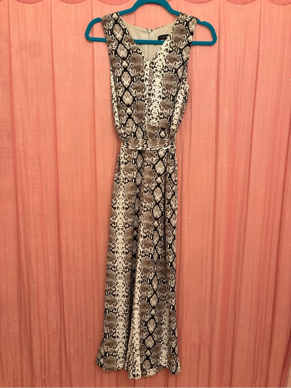 Banana Republic Brown and Cream Snake-Print Maxi Dress